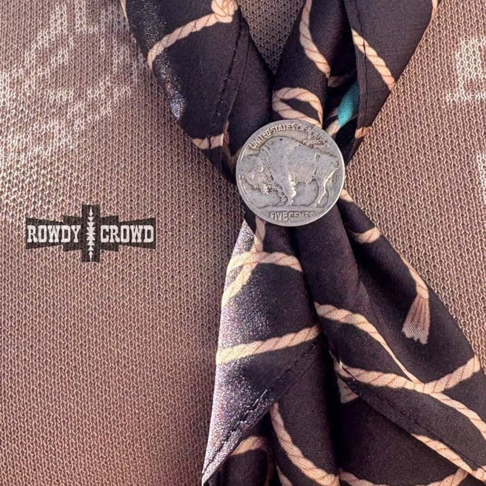 Buffalo Thunder Scarf Slide Buffalo Nickel Wild Rag Ring - Picture 3 of 3